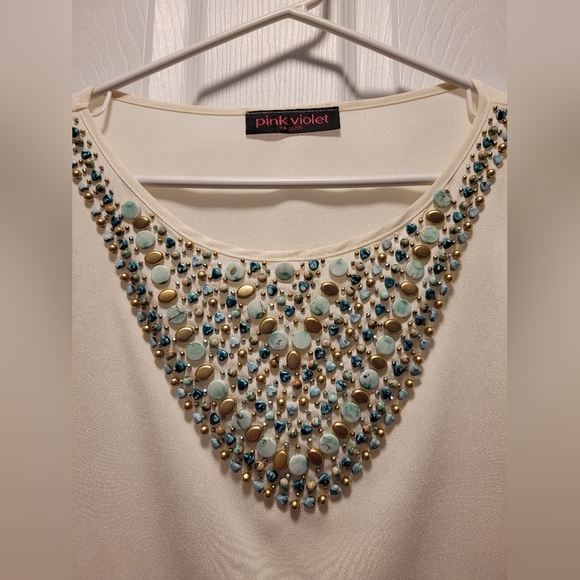 Pink Violet beaded blouse - Picture 3 of 5